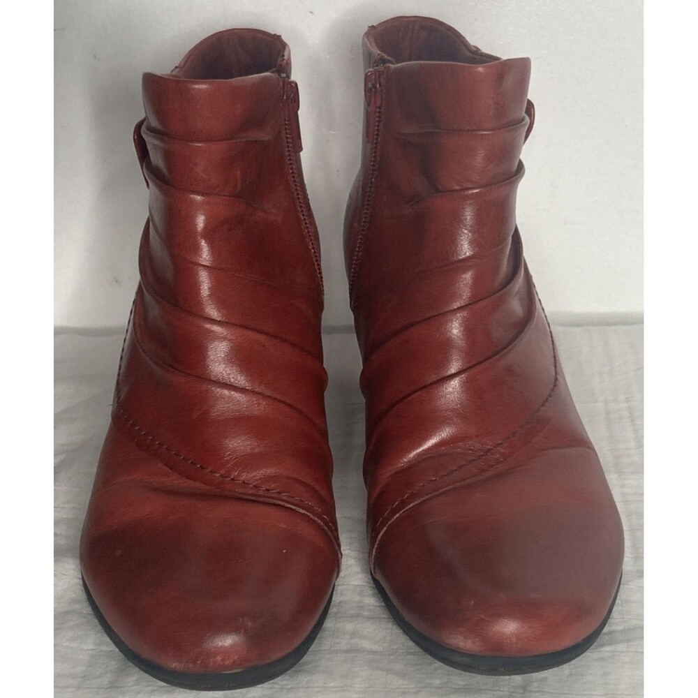Rockport Cobb Hill Ankle Boots Heel side zip Up Red Women's 9M Y2K - Picture 2 of 7